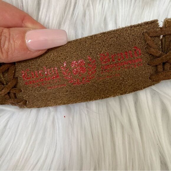 Lucky Brand Brown Leather Woven Boho Western D-Ring Women\'s Belt Size XS/S 42\